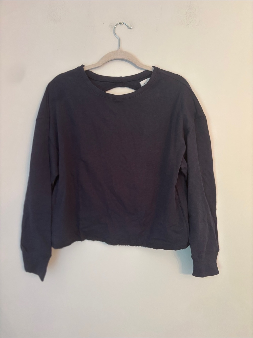 Lezat Navy GOTS Organic Cotton Thea Cropped Cutout Sweatshirt Size Medium NWT